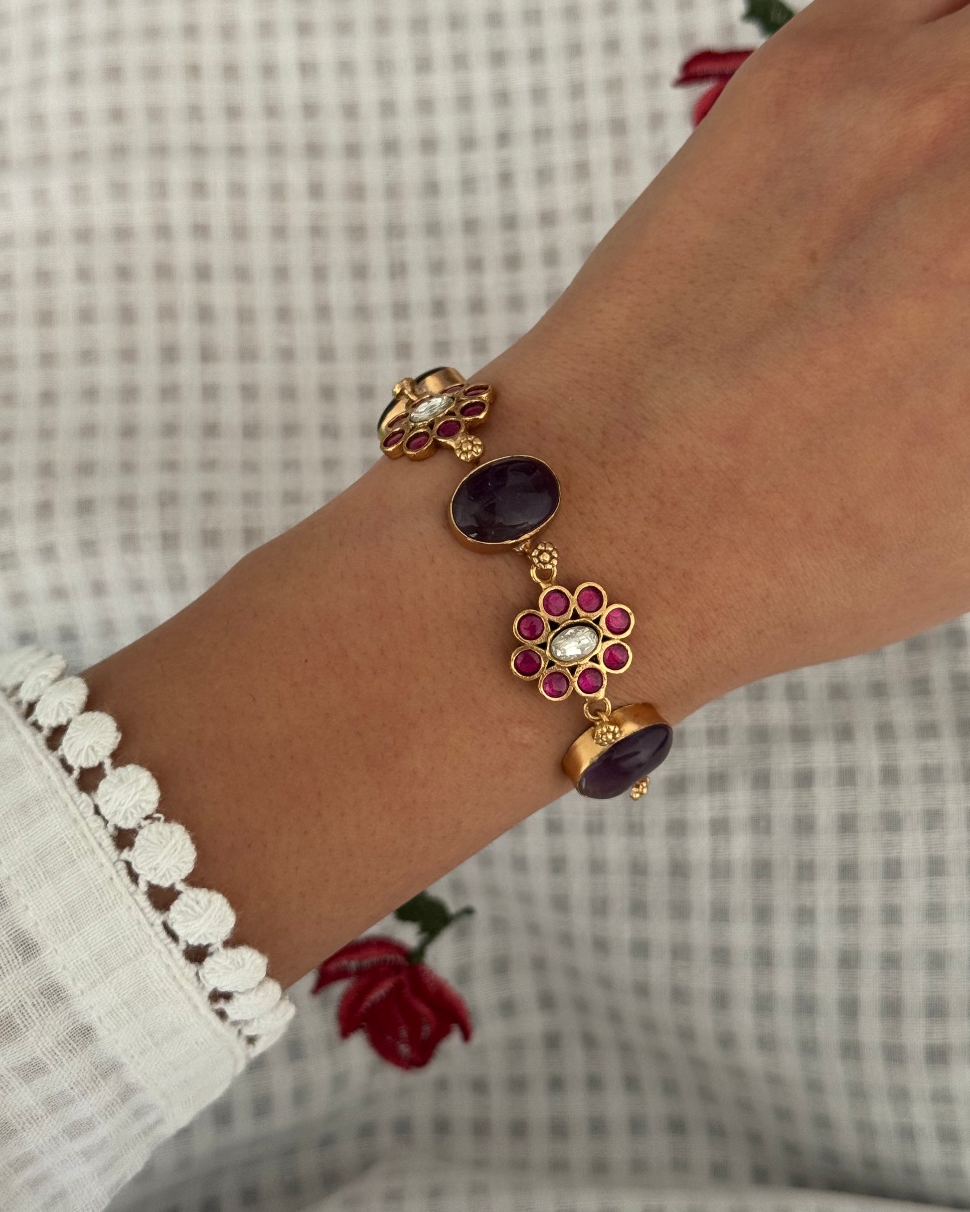 Flower Gemstone Bracelet